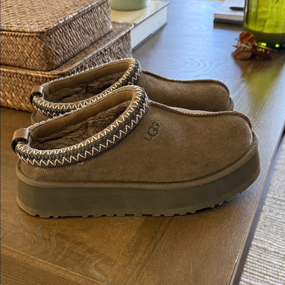 UGG Tan Suede Slip-On Clogs